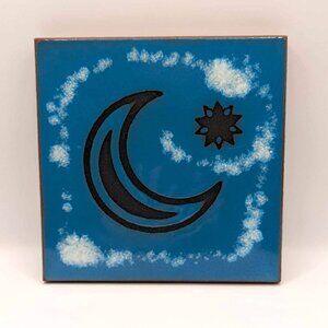 Vintage Handmade “Moon” 6” Square Tile Trivet Art - Made in USA by Square Heat